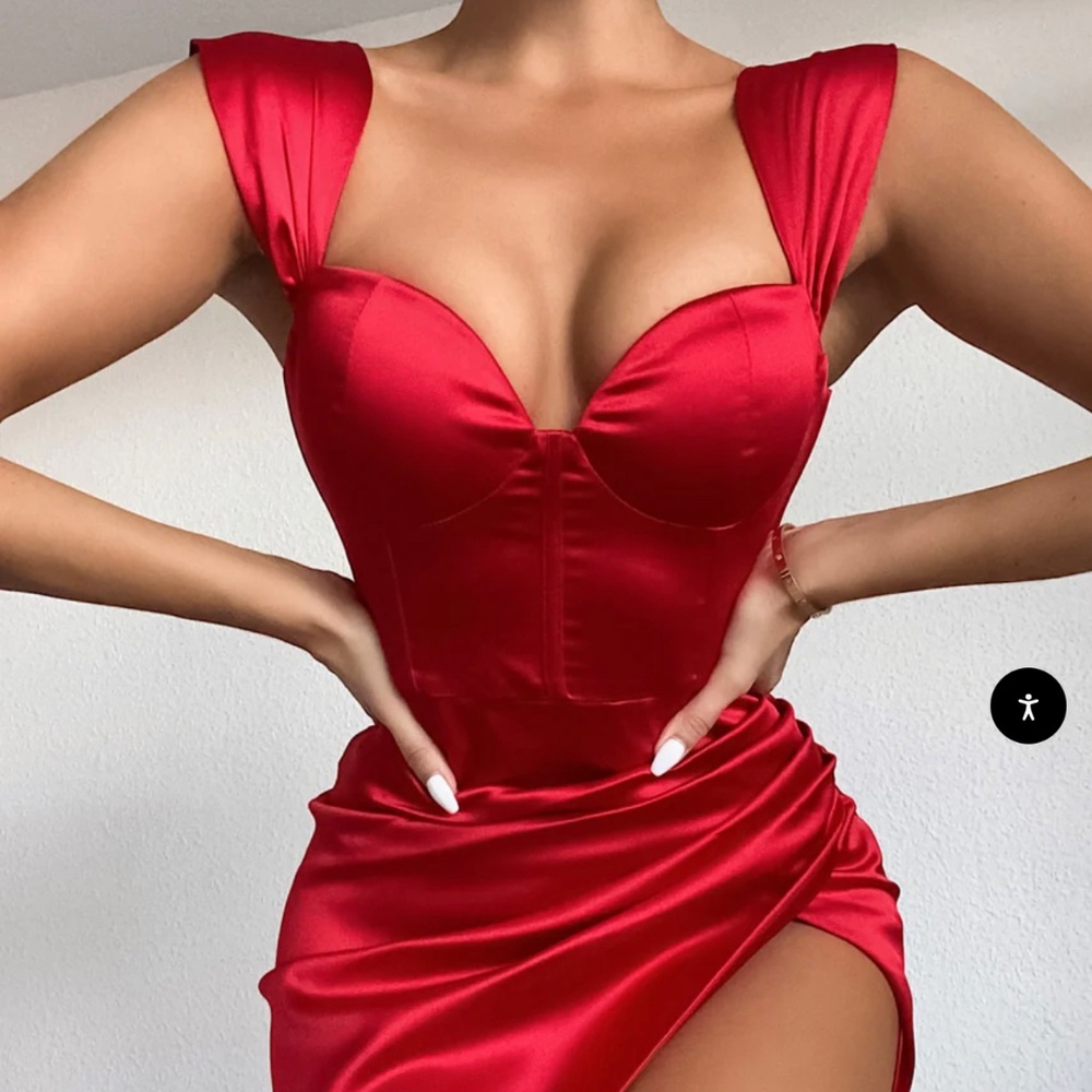 Hedy Red Satin Corset Dress